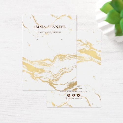 Earring Display Card â Brushed Gold White Marble