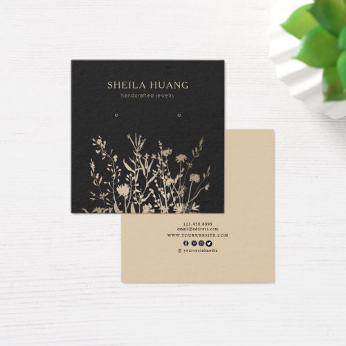 Earring Display Card  Earthy Floral Beige Gold