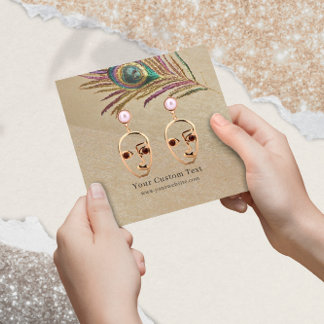 Earring Display Card • Embroidery Peacock Feather