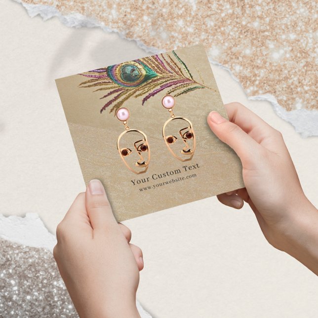 Earring Display Card • Embroidery Peacock Feather (Creator Uploaded)