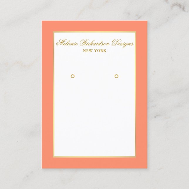 Earring Display Card Gold and Coral (Front)