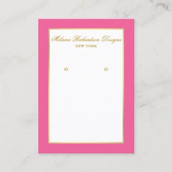 Earring Display Card Gold And Hot Pink by PearlBay at Zazzle