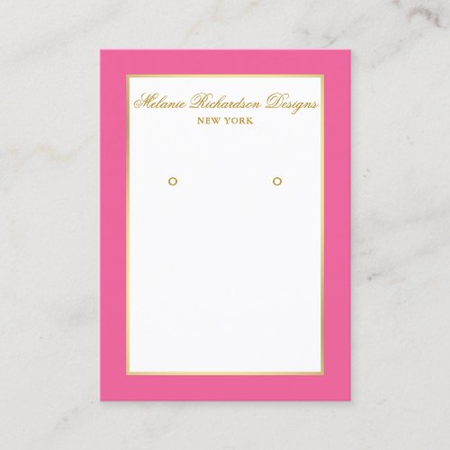 Earring Display Card Gold and Hot Pink