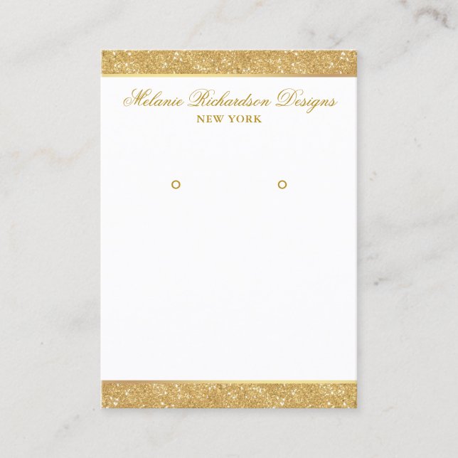 Earring Display Card Gold Glitter (Front)
