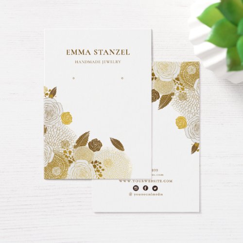 Earring Display Card  Gold Sketched Floral