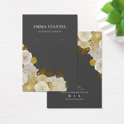 Earring Display Card  Gold Sketched Floral