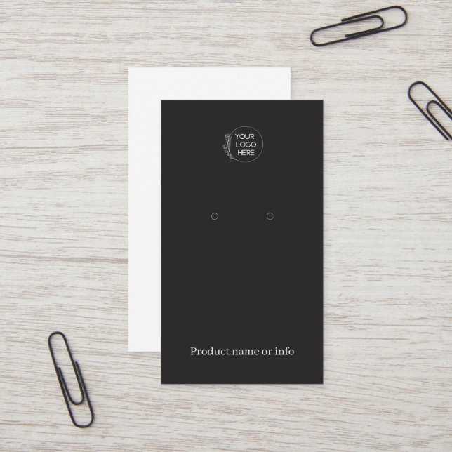 Earring Display Card | Logo Black Jewelery Display (Front/Back In Situ)