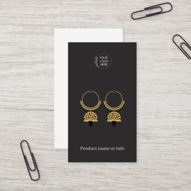 Earring Display Card | Logo Black Jewelery Display (Front/Back In Situ)