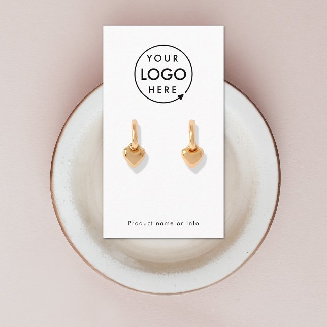 Earring Display Card | Logo White Jewelery Display (Modern minimalist white earring display card by Guava - clean, stylish, and customizable)