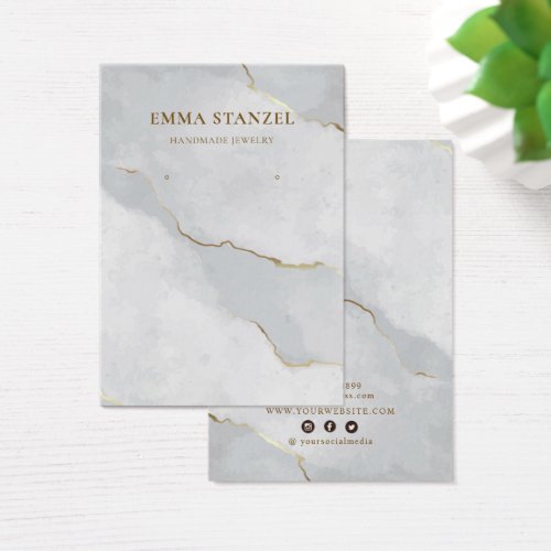 Earring Display Card â Pastel Gray Marble Gold