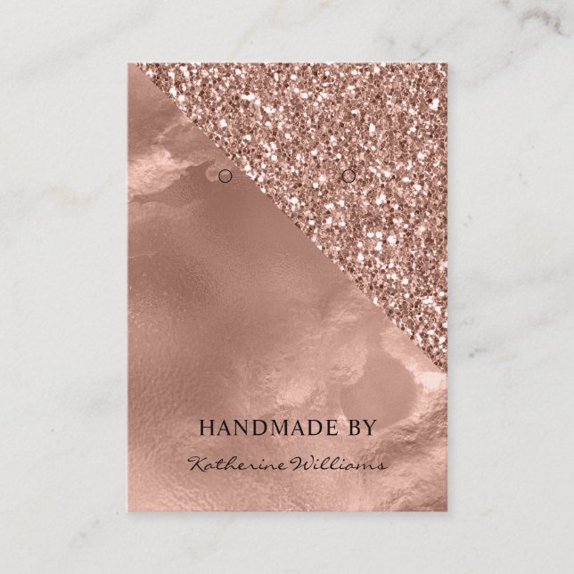 Earring Display Card | Rose Gold and Glitter (Front)