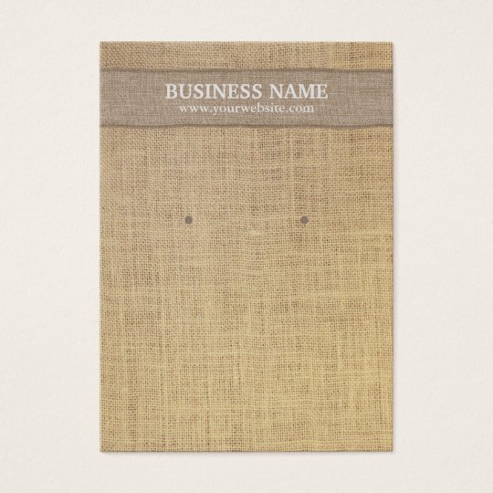 Earring Display Card Rustic Burlap Background Zazzle Earring Display Card Rustic Burlap Background