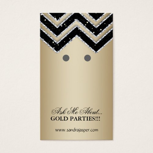 Earring Display Cards Chevron Jewelry Gold Black Business Cards