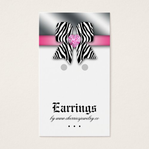 Earring Display Cards Cute Bow Heart Jewelry Pink Business Card Templates