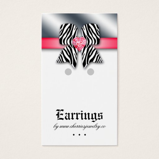 Customizable Earring Display Cards Cute Bow Heart Jewelry Red Business Cards