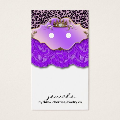 Earring Display Cards Cute Leopard Crown Jewelry Business Card Template