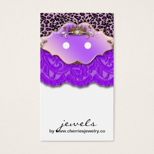 Customizable Earring Display Cards Cute Leopard Crown Jewelry Business Card Template
