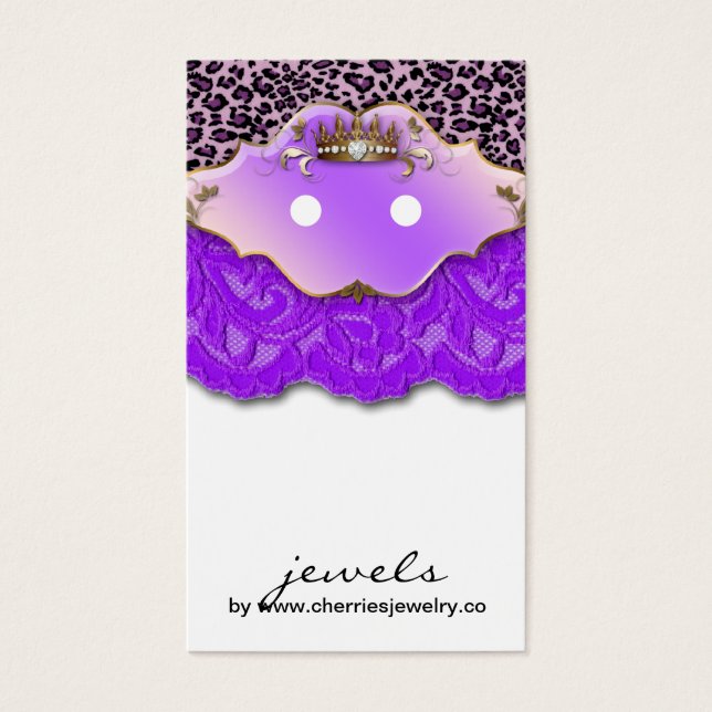 Earring Display Cards Cute Leopard Crown Jewelry (Front)