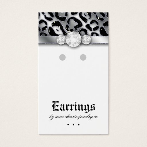 Customizable Earring Display Cards Cute Leopard Sparkle Jewelry Business Cards