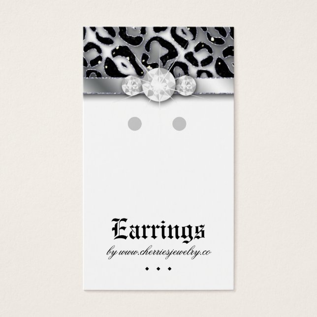 Earring Display Cards Cute Leopard Sparkle Jewelry (Front)