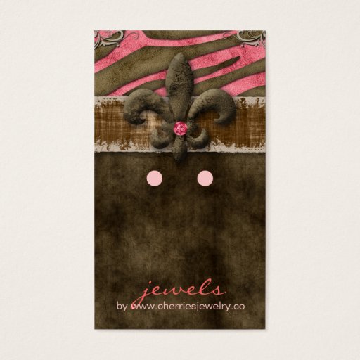 Customizable Earring Display Cards Cute Zebra Fleur de Lis Business Card Templates