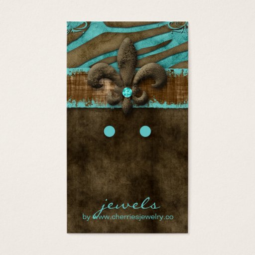 Customizable Earring Display Cards Cute Zebra Fleur de Lis Business Card Templates