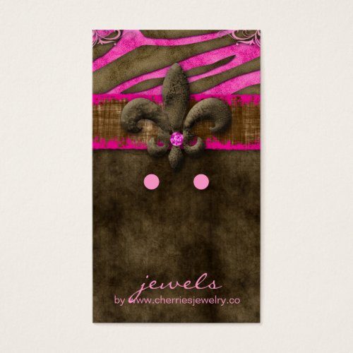 Earring Display Cards Cute Zebra Fleur de Lis Business Card