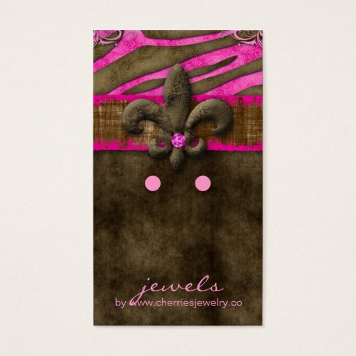 Customizable Earring Display Cards Cute Zebra Fleur de Lis Business Card