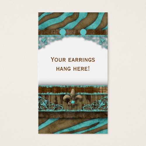 Earring Display Cards Cute Zebra Fleur de Lis Business Cards