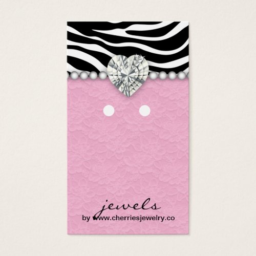 Earring Display Cards Cute Zebra Lace Jewelry Business Card Templates