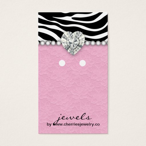Customizable Earring Display Cards Cute Zebra Lace Jewelry Business Card Templates