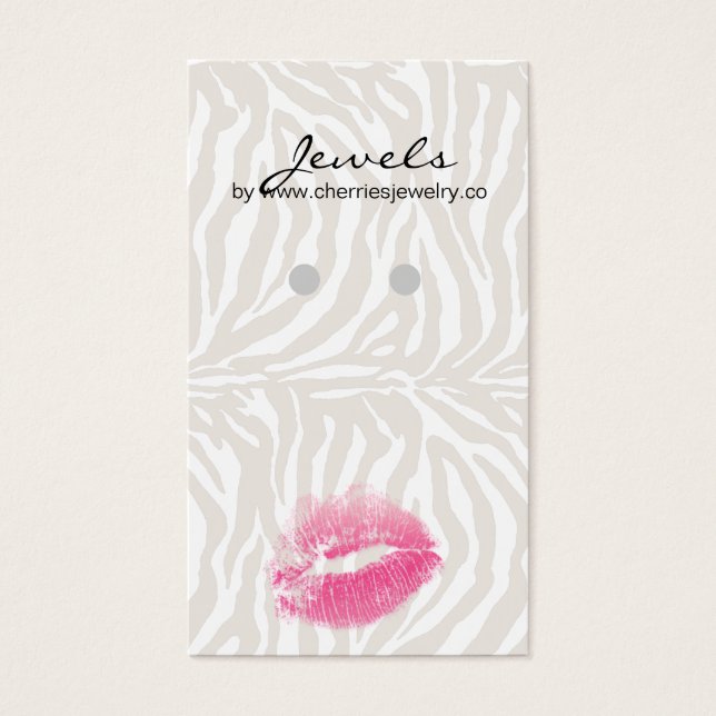 Earring Display Cards Cute Zebra Lips Jewelry (Front)
