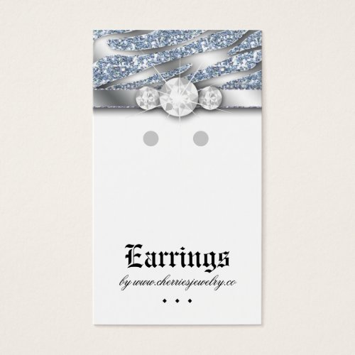 Earring Display Cards Cute Zebra Sparkle Jewelry Business Cards