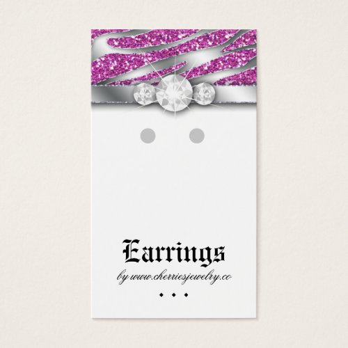 Earring Display Cards Cute Zebra Sparkle Jewelry Business Card