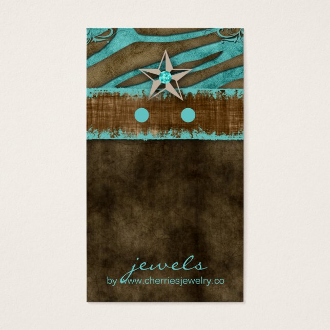 Earring Display Cards Cute Zebra Star Jewelry (Front)