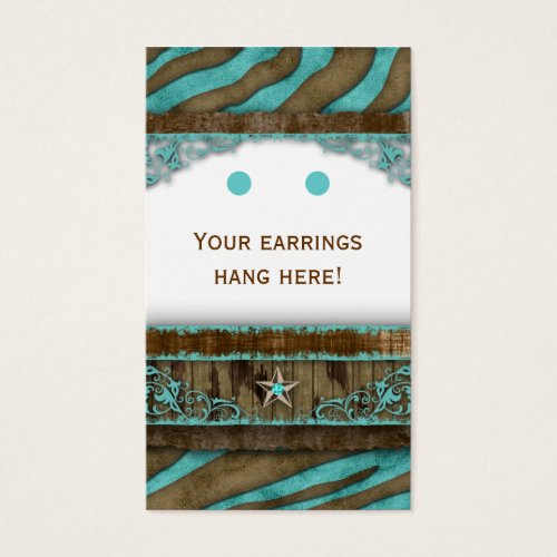 Earring Display Cards Cute Zebra Star Western Business Card Templates