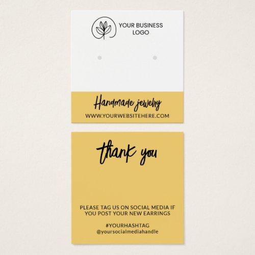 Earring display cards in yellow with your logo