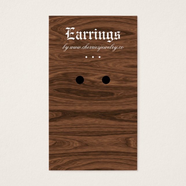 Earring Display Cards Oak Wood Jewelry (Front)