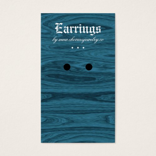 Earring Display Cards Oak Wood Jewelry Blue Business Card