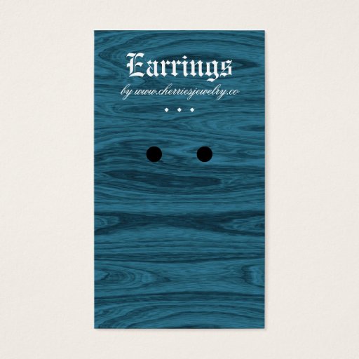 Customizable Earring Display Cards Oak Wood Jewelry Blue Business Card