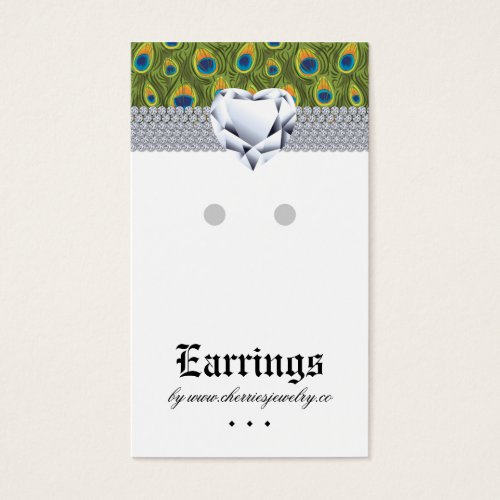 Earring Display Cards Peacock Heart Jewelry Business Card Templates
