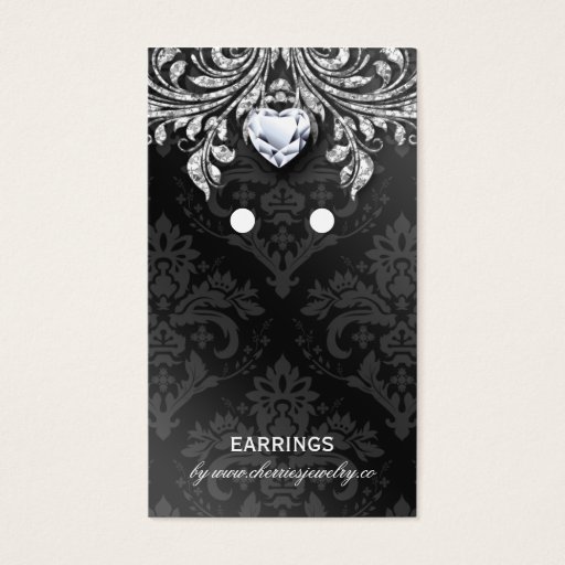 Customizable Earring Display Cards Vintage Damask Jewelry Business Cards