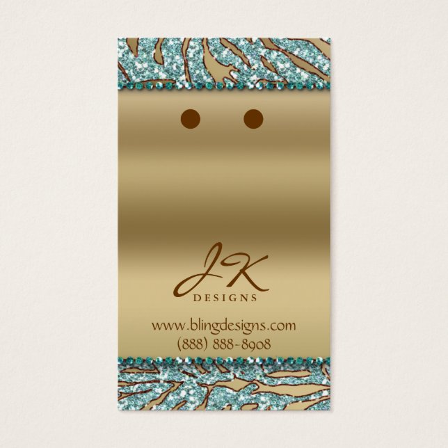 Earring Display Cards Zebra Chandelier Jewelry (Front)