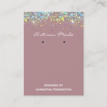 Earring Display Faux Rainbow Metalitic Glitter Bus Business Card by ValarieDesigns at Zazzle