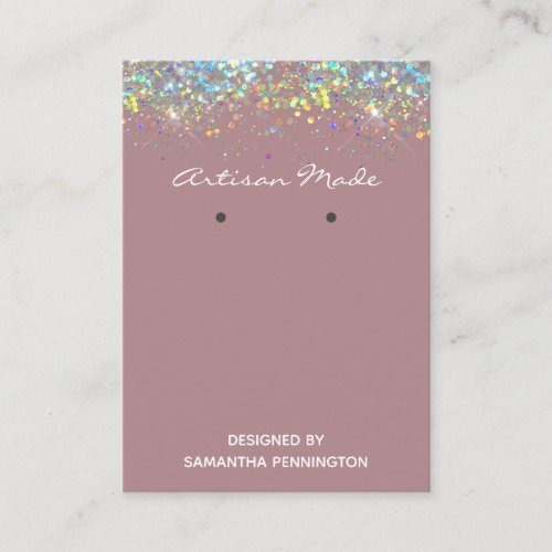Earring Display Faux Rainbow Metalitic Glitter Bus Business Card