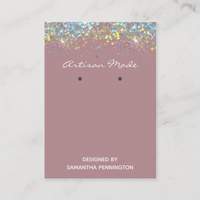 Earring Display Faux Rainbow Metalitic Glitter Bus Business Card (Front)