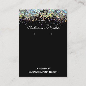 Earring Display Faux Rainbow Metalitic Glitter Business Card by ValarieDesigns at Zazzle