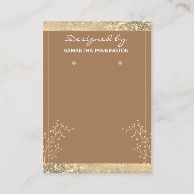 Earring Display Gold Floral Business Card (Front)