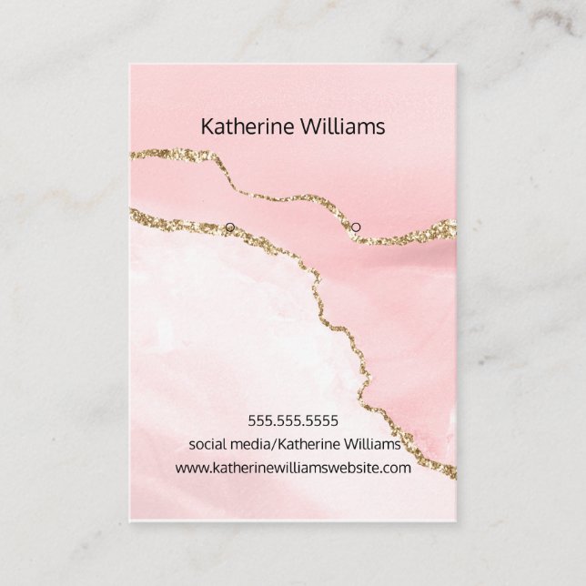 Earring Display  in Blush Pink Faux Gold Glitter Business Card (Front)