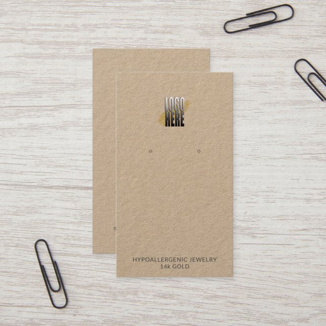 Earring Display Logo QR Code Social Media Kraft Business Card (Front/Back In Situ)